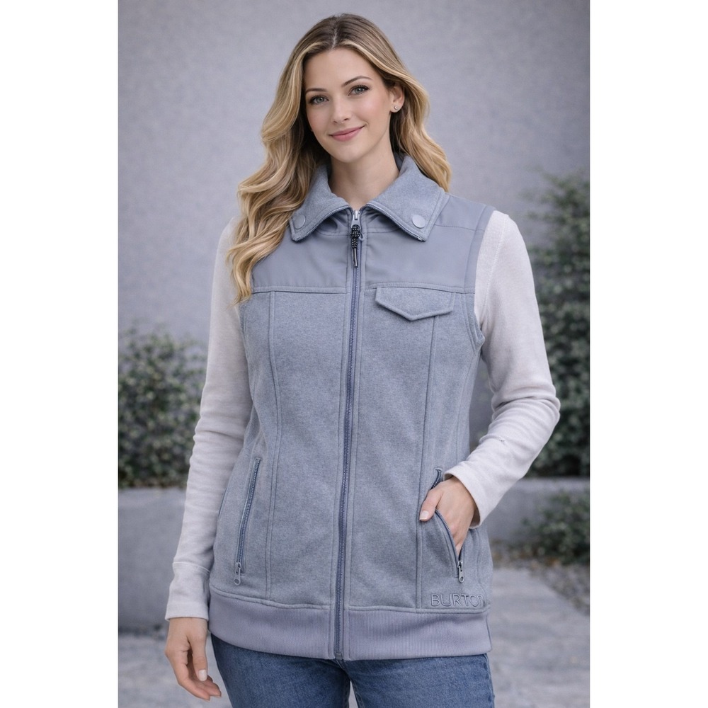 Burton Gray Dry-Ride Hooded WB Starr Vest Womens XS Full Zip Pockets